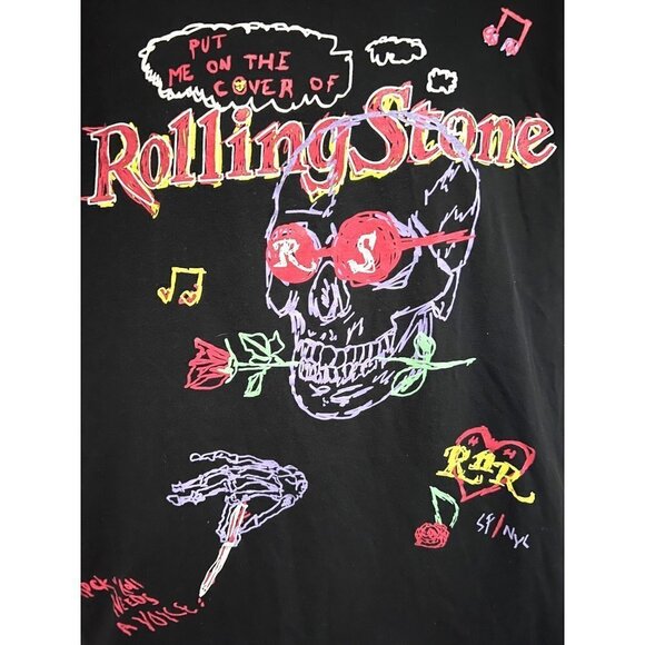 Rolling Stone Magazine Music Black Graphic T-Shirt Large Skull Gothic Stretch - Picture 5 of 7